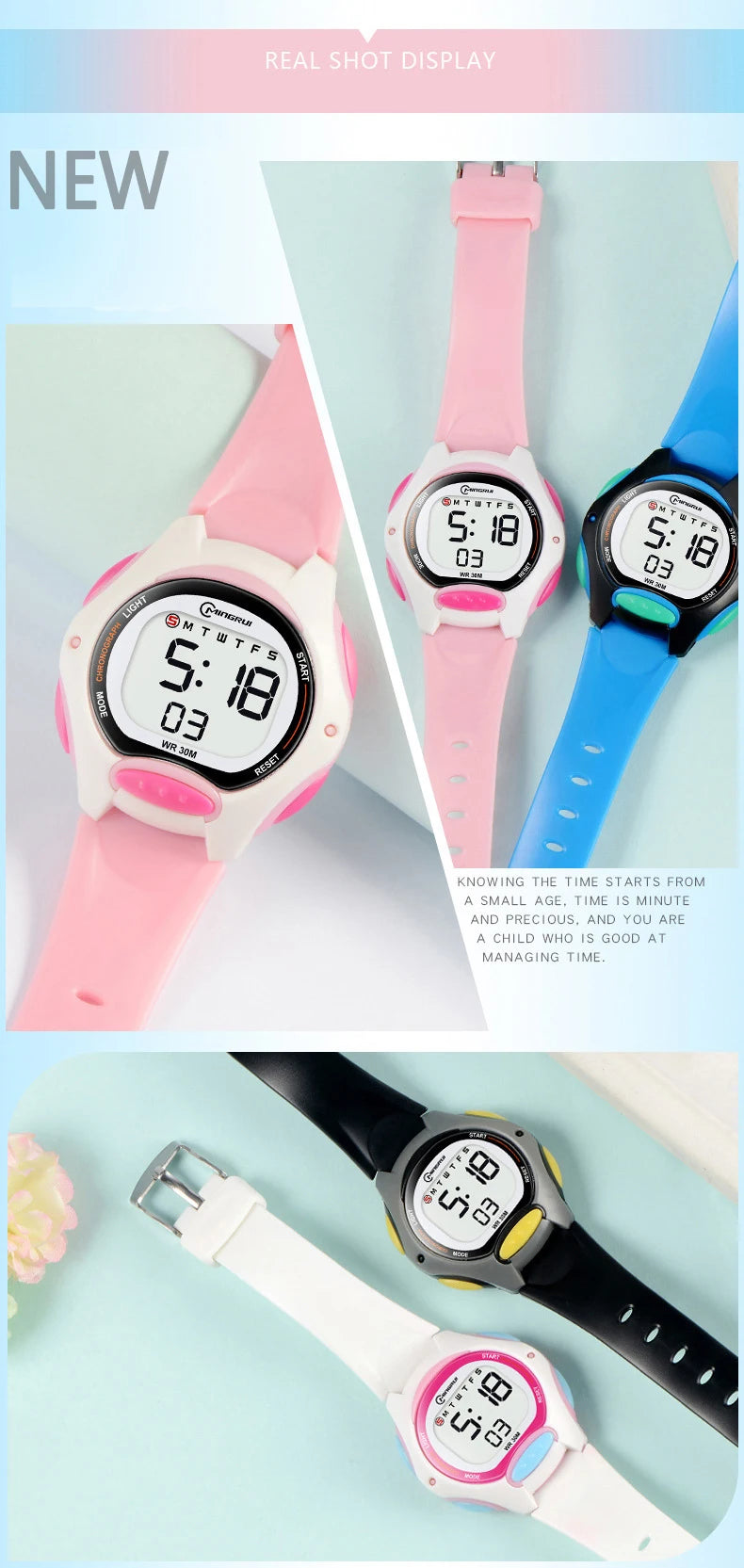 Children Watch Waterproof Digital Watch for Girls Boys Black LCD Electronic Sport Kid Watches Alarm Clocks Gifts