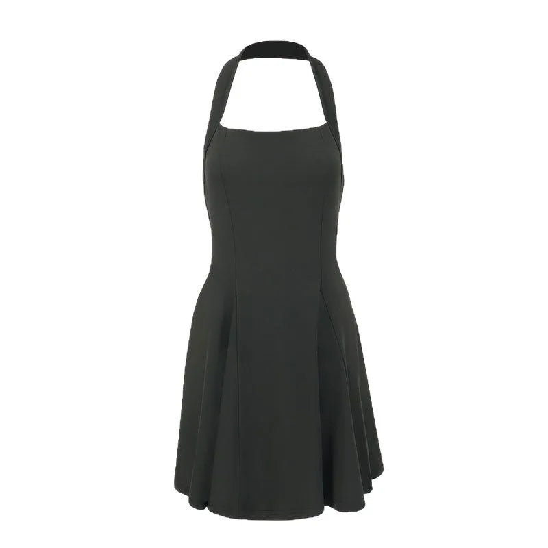 Women's Dresses Fashion Casual Halter Square Neck Pleated A Line Mini Elegant Dresses Club Evening Bodycon Dress