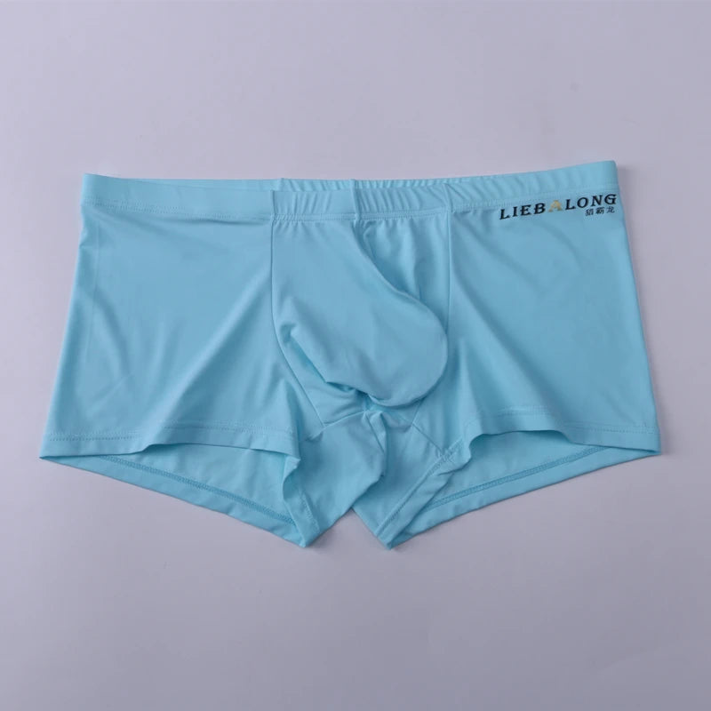 Men's Panties Men Ice Silk Boxers Underwear Sexy Boxer Shorts Underpants Big Bag Breathable High Elastic Hombre Boxershorts