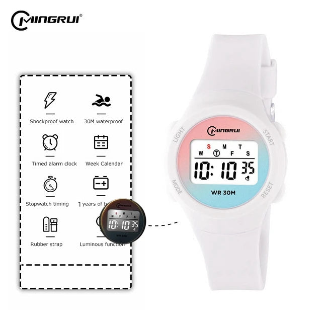 New Boys Girls Watch 30M Waterproof Digital Chidlren Watch Purple LCD Electronic Kids Sport Watches Alarm Clocks Gifts