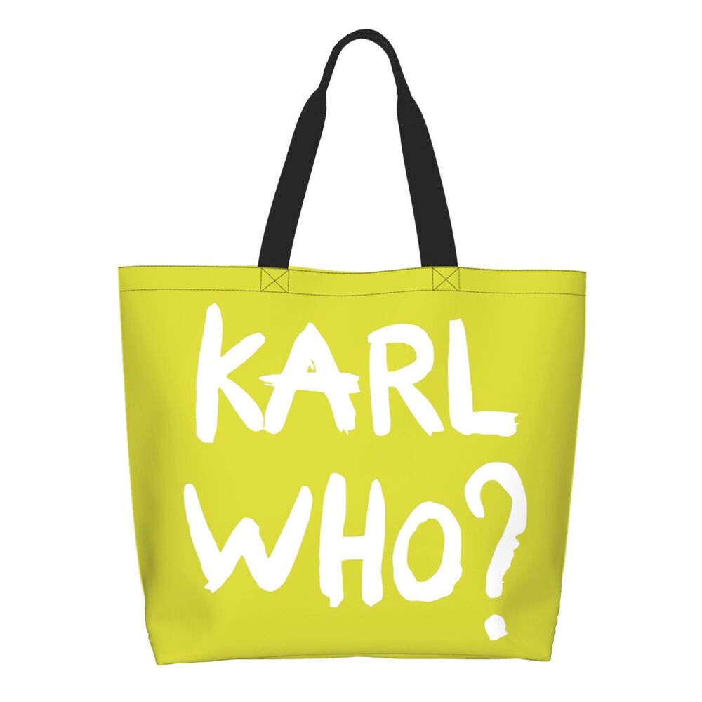 Custom Kawaii Karl Who Slogan Shopping Tote Bags Reusable Canvas Groceries Shopper Shoulder Bag