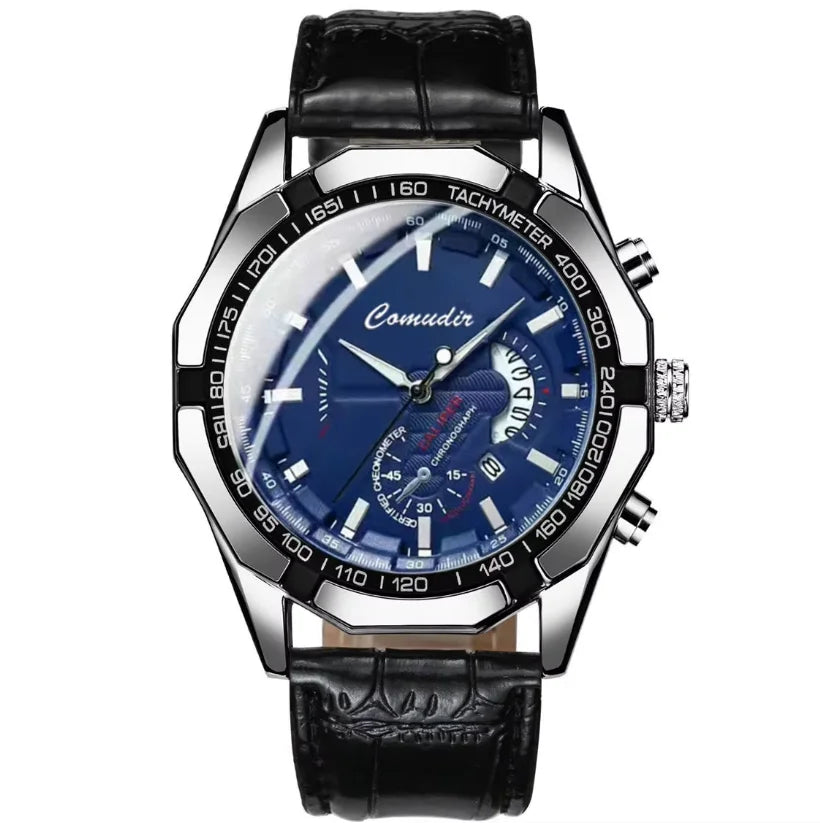 Quartz Watch Movement Watch Men's Non Noctilucent Watch Hollow Calendar Waterproof Luminous Refined Steel Band Simple