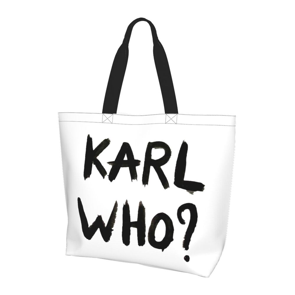 Custom Kawaii Karl Who Slogan Shopping Tote Bags Reusable Canvas Groceries Shopper Shoulder Bag