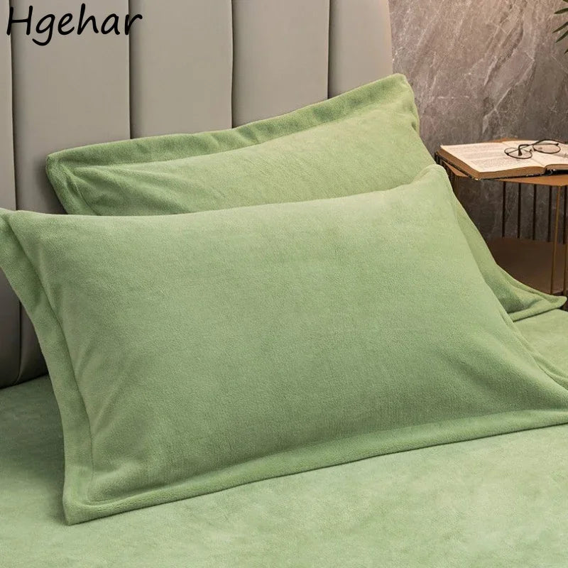 Coral Fleece Soft Winter Pillowcase Solid Plain Simple Home Bedroom House Hold Pillow Case Cover Zipper Warm  Comfortable