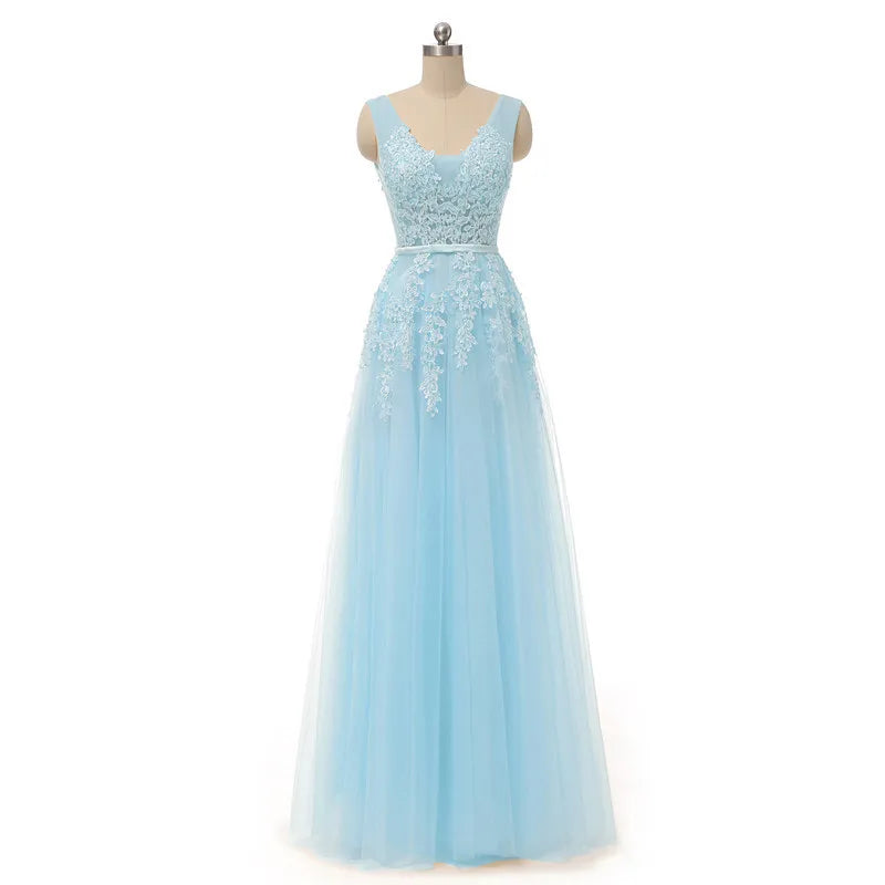 Elegant Evening Dresses فساتين سهرة Bride Banquet Floor-length Robe De Soiree Sexy Backless Long Lace Beading Party Prom Dress