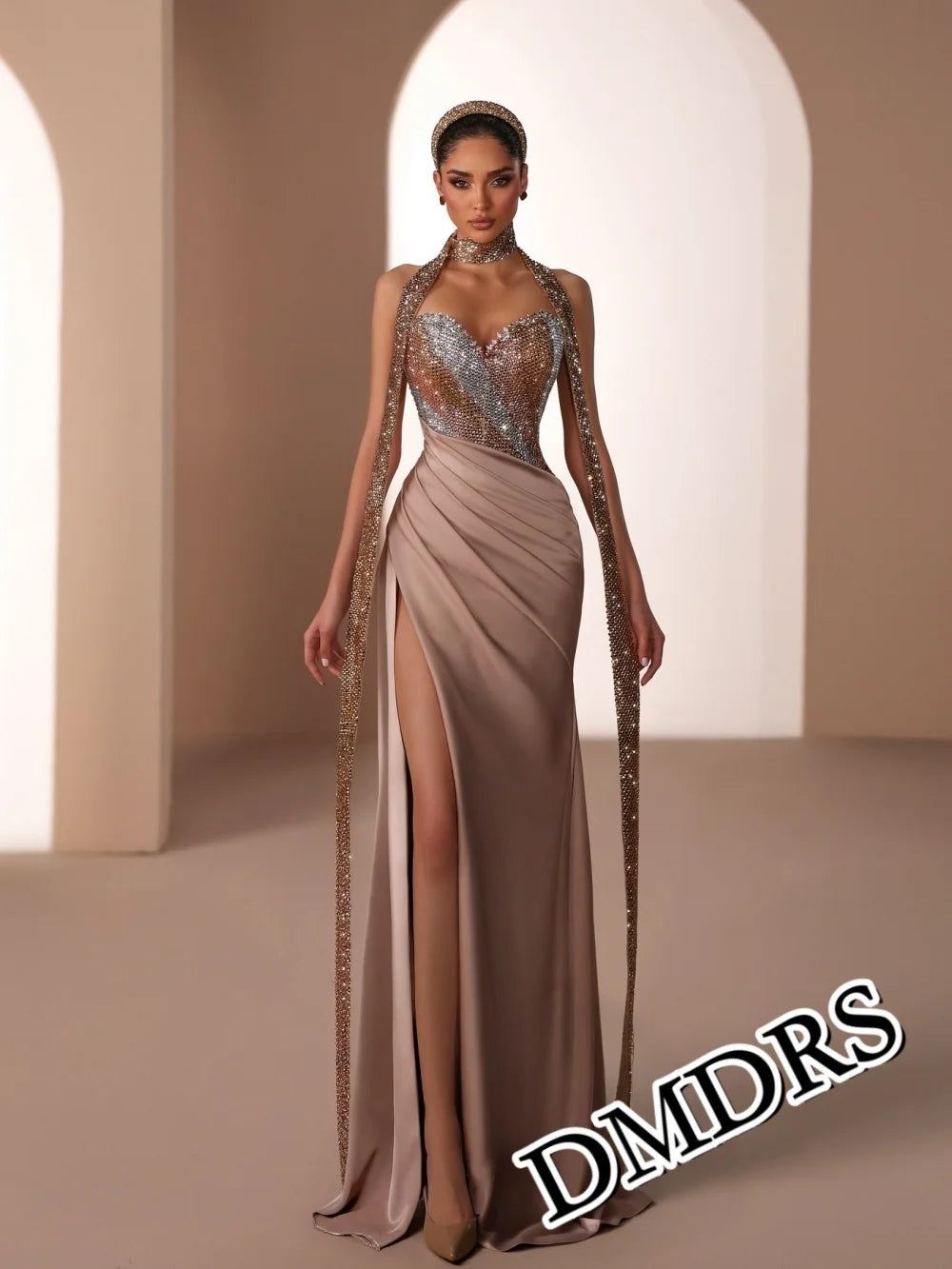 DMDRS Sexy Side-Slit Evening Dress 2026 Charming A-Line Party Gown Classic Sequined Floor-Length Party Dresses فساتين سه
