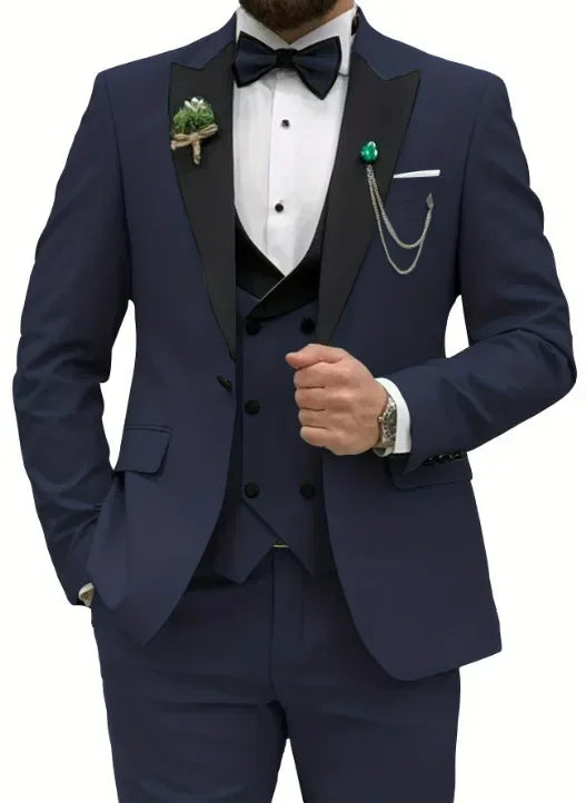 New Casual Business Men's Suit Three-piece Bridegroom Best Man Wedding Banquet Dress Costume Homme Trajes Elegante Para Hombres