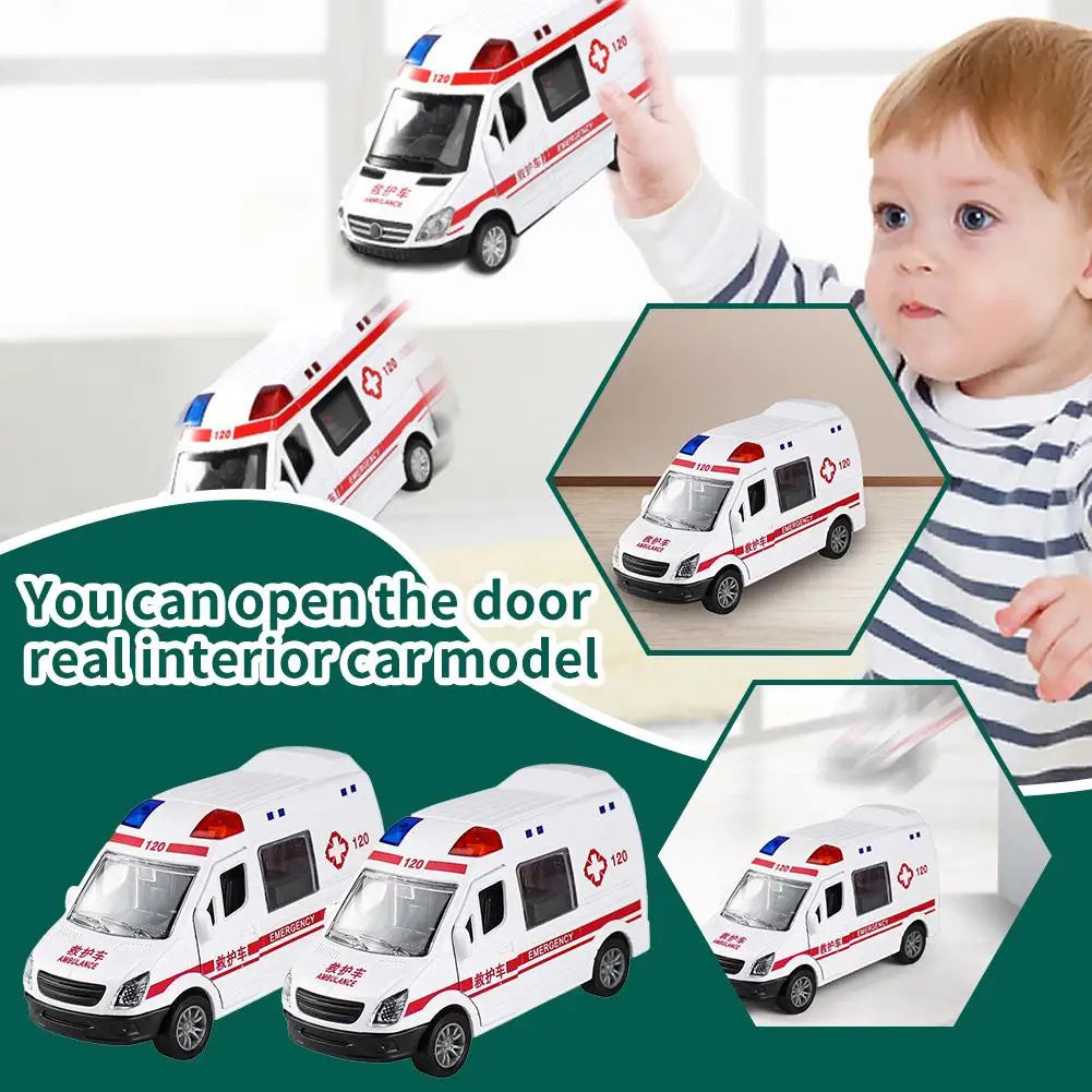 Children's Smooth Surface Coasting Toy Car Model:  Ambulance, Inertial Car battery needed