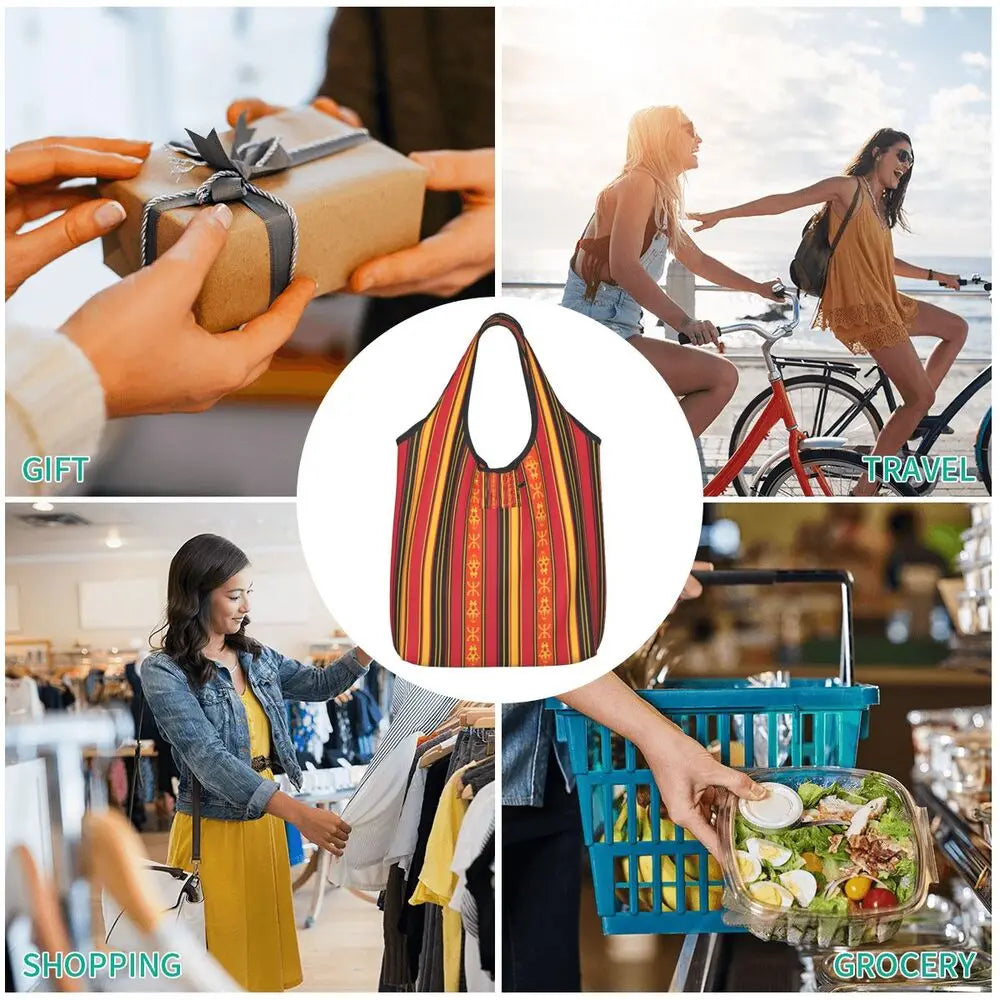 Custom Kabyle Jewelry Shopping Bags Women Portable Large Capacity Groceries Amazigh Carpet Berber Shopper Tote Bags