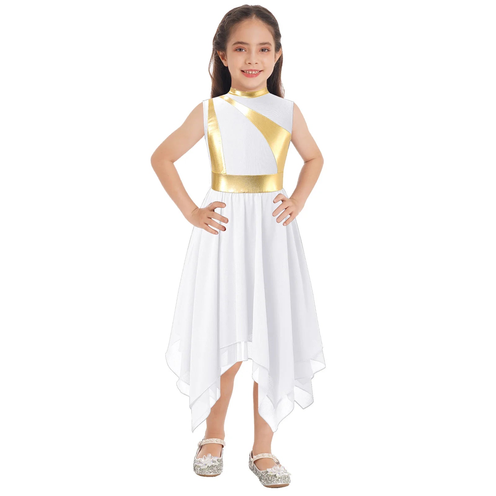 Kids Girl's Dress Praise Lyrical Dance Costume Children's Worship Dresses for Liturgical Celebration of Spirit Stage Dancewear