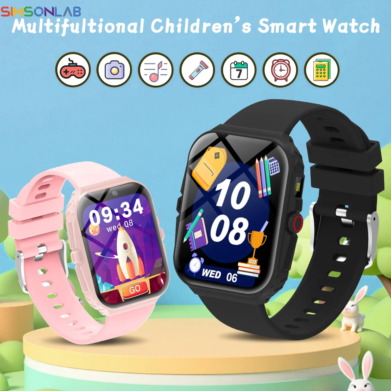 2026 New Smart Watch For Children HD Touch Screen Camera 18 Games Sleep Monitoring Alarm Clock Calculator Birthday Gift Boy Girl