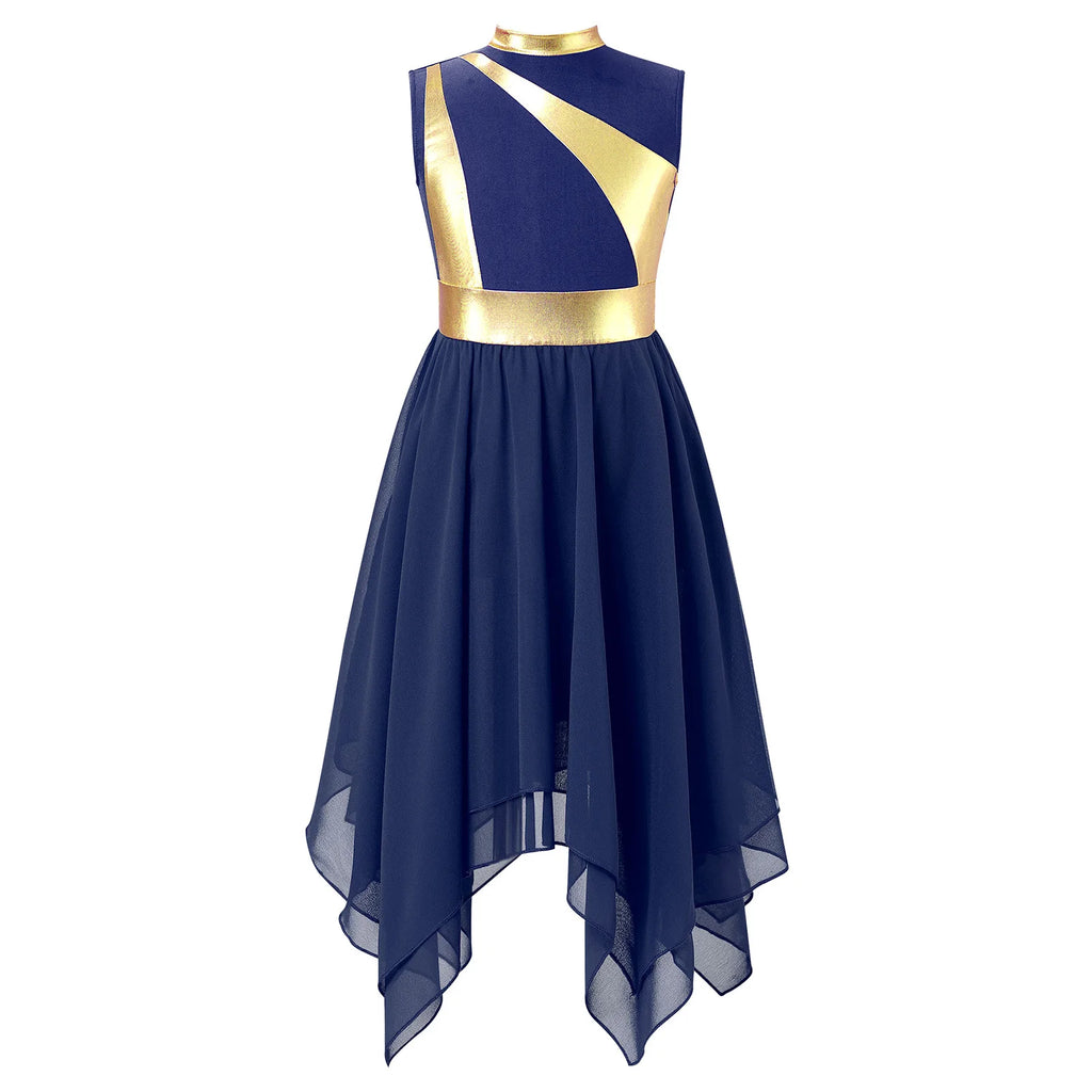 Kids Girl's Dress Praise Lyrical Dance Costume Children's Worship Dresses for Liturgical Celebration of Spirit Stage Dancewear
