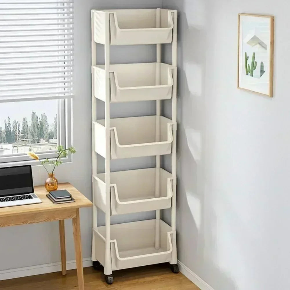 Mobile Bookshelf Multi-Layer Bathroom Shelves With Wheels Kitchen Groceries Organizer Shelf Bedroom Storage Rack Utility Cart