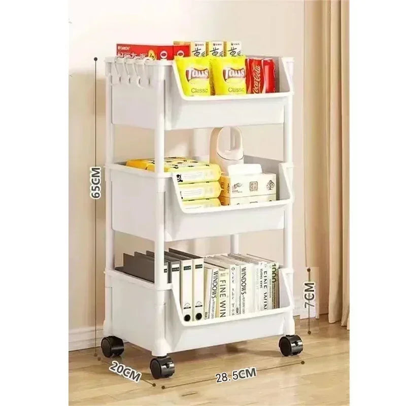 Mobile Bookshelf Multi-Layer Bathroom Shelves With Wheels Kitchen Groceries Organizer Shelf Bedroom Storage Rack Utility Cart