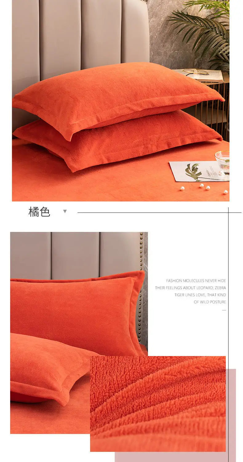 Coral Fleece Soft Winter Pillowcase Solid Plain Simple Home Bedroom House Hold Pillow Case Cover Zipper Warm  Comfortable
