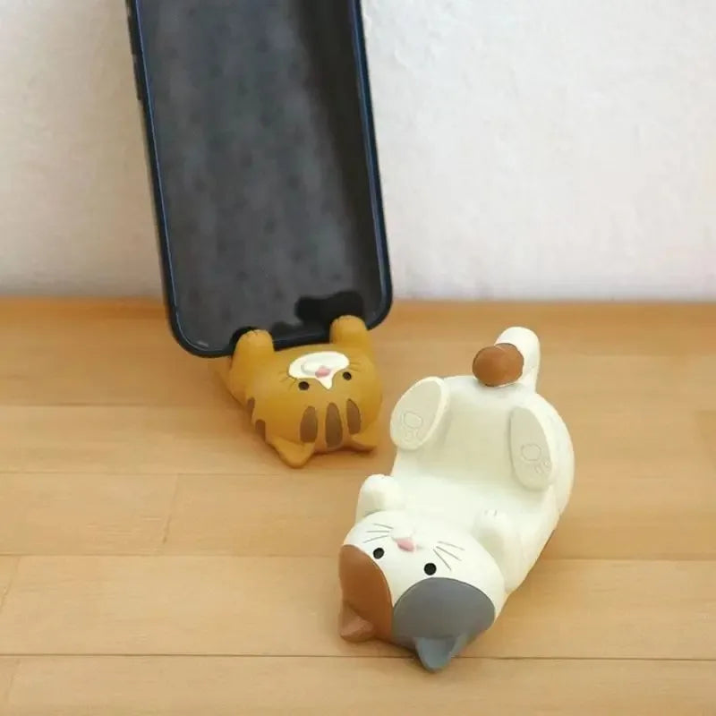 1Pcs Mobile Phone Holder Resin Japanese Groceries Cute Handmade Cat Tiger Tablet Small Ornament Atmosphere