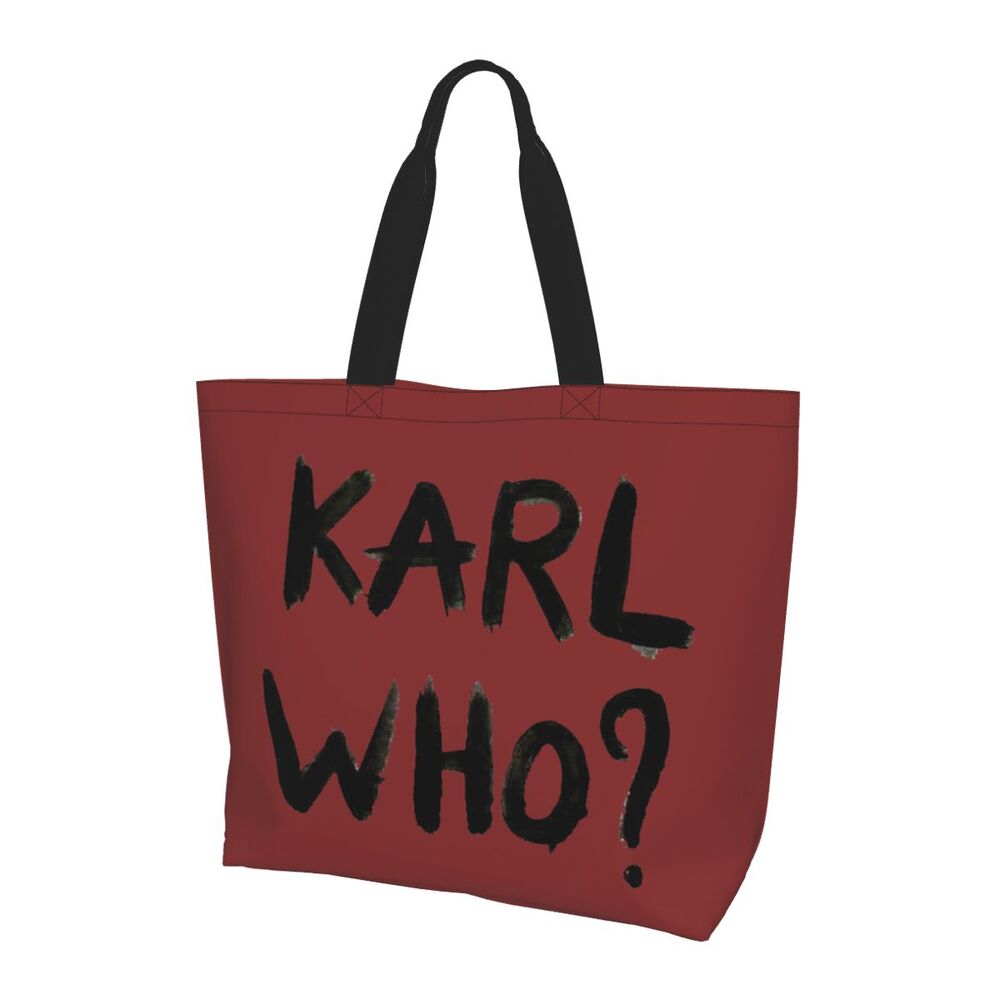 Custom Kawaii Karl Who Slogan Shopping Tote Bags Reusable Canvas Groceries Shopper Shoulder Bag