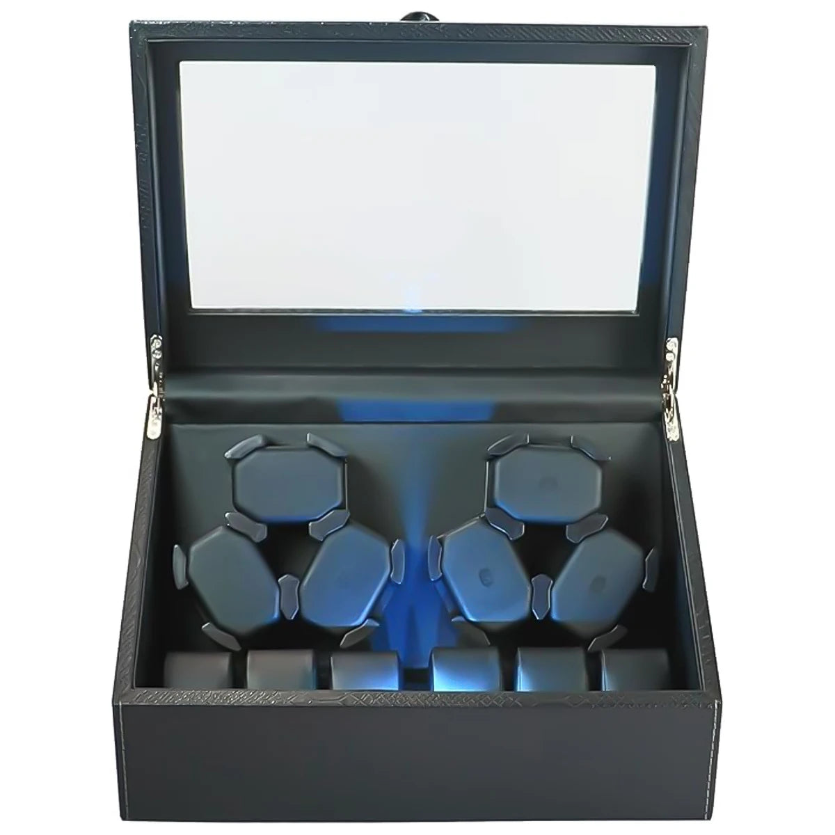 Automatic Watch Winder for 6 Watches with Quiet Motor Usb Led PU Leather Mechanical Watch Box Variable Speed for Watchmaker