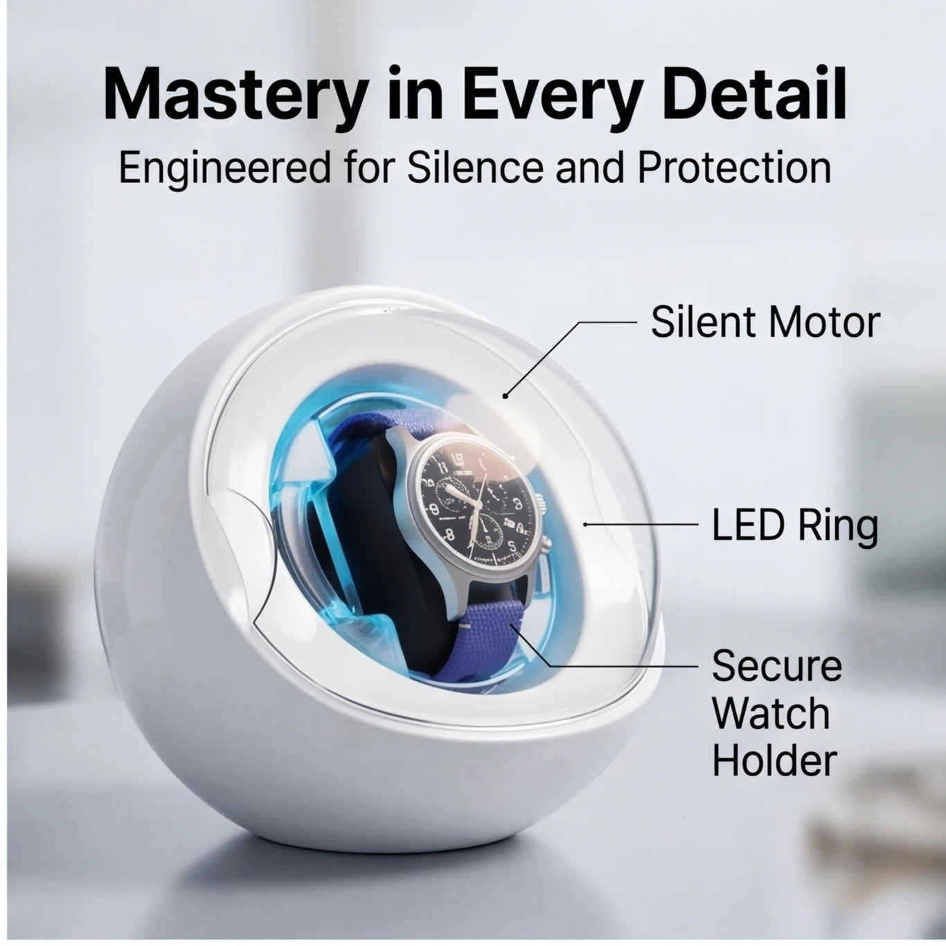 Watch Winder Automatic Mechanical Watch Rotator Silent Anti-Magnetic Motor USB Powered 1-2 Slots Storage Box