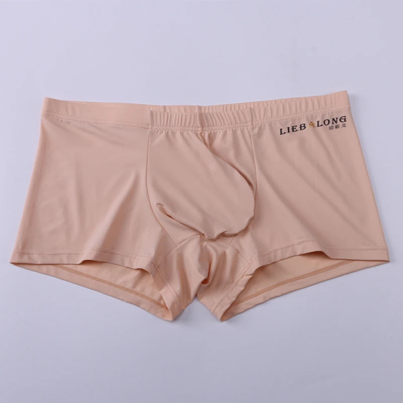 Men's Panties Men Ice Silk Boxers Underwear Sexy Boxer Shorts Underpants Big Bag Breathable High Elastic Hombre Boxershorts
