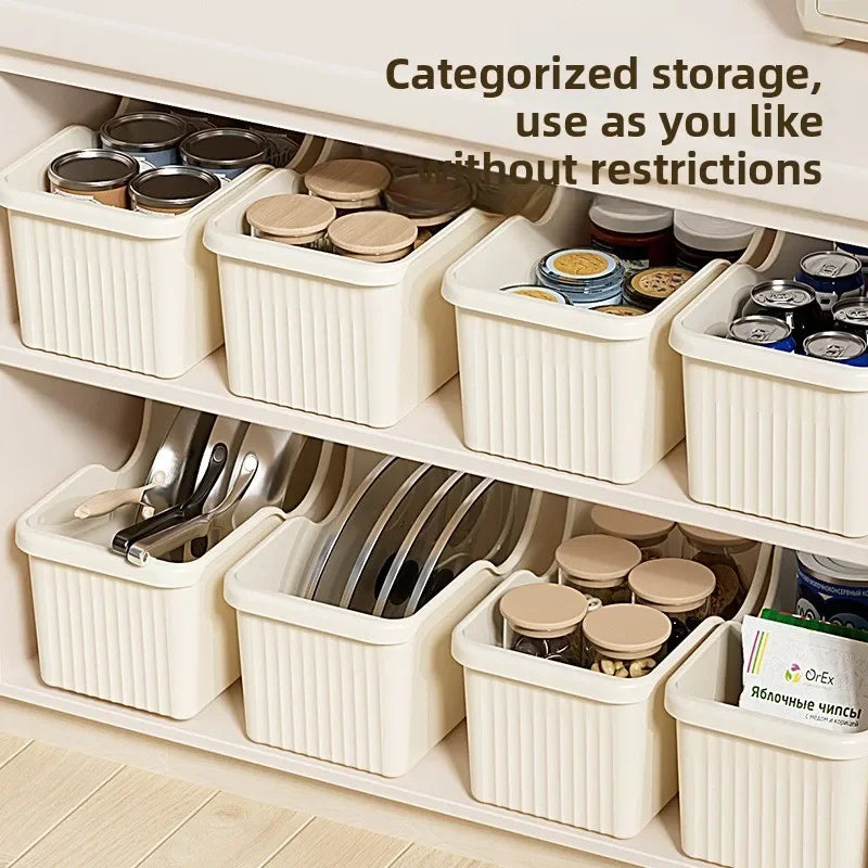 Kitchen Storage Box Household with Wheel Lid Rack Seasoning Sundries Basket Shelf Under Cabinet Sink Diagonal Storage Box