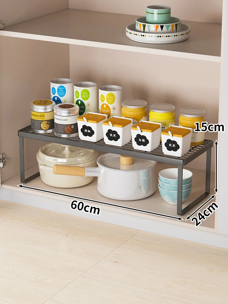 Kitchen Storage Rack Countertop Dish Pot Utensil Organizer Cabinet Inner Multi-layer Shelf Seasoning Tabletop Storage