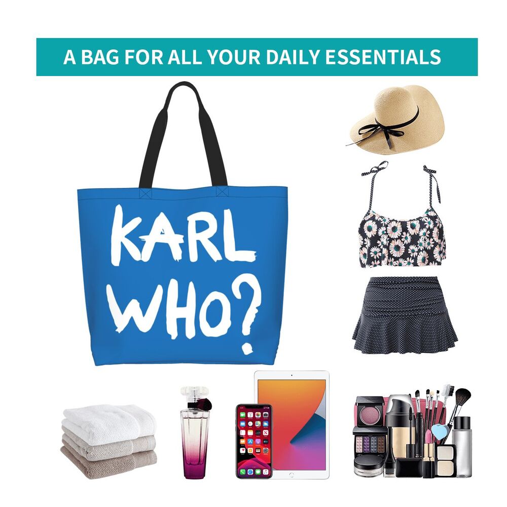 Custom Kawaii Karl Who Slogan Shopping Tote Bags Reusable Canvas Groceries Shopper Shoulder Bag