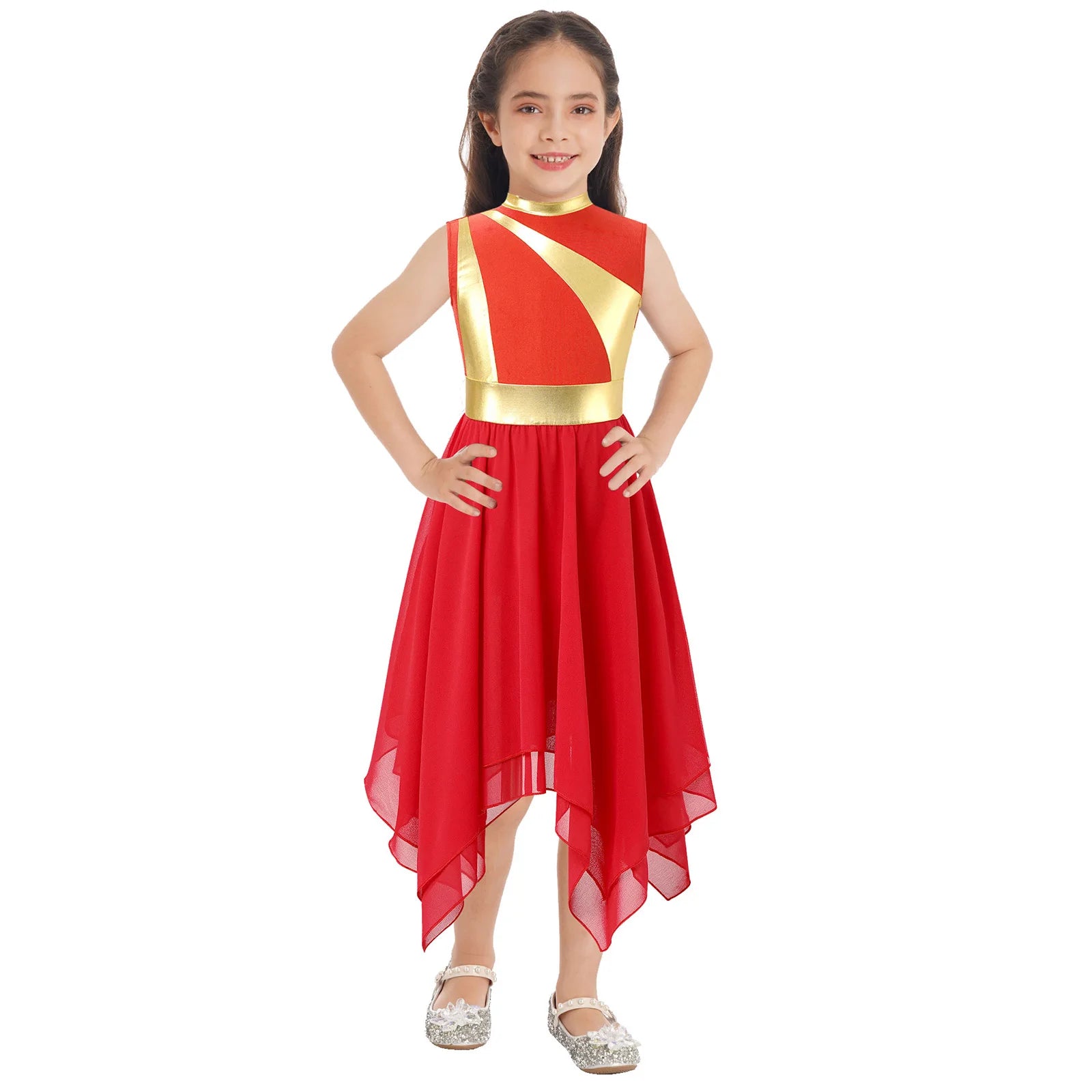 Kids Girl's Dress Praise Lyrical Dance Costume Children's Worship Dresses for Liturgical Celebration of Spirit Stage Dancewear