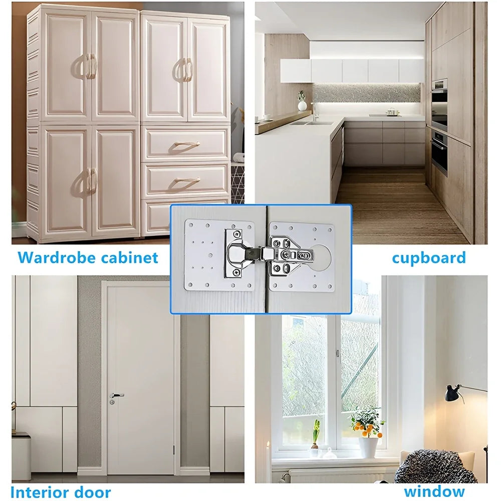 Cabinet Hinge Repair Plate Kit Kitchen Cupboard Door Hinge Mounting Plate with Holes Flat Fixing Brace Brackets House Hold Tools