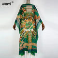 Printed Dresses For Women 2021 Fashion Design Loose Dress Batwing Maxi Long Femme Vestidos Summer Autumn Party Elegant Dress