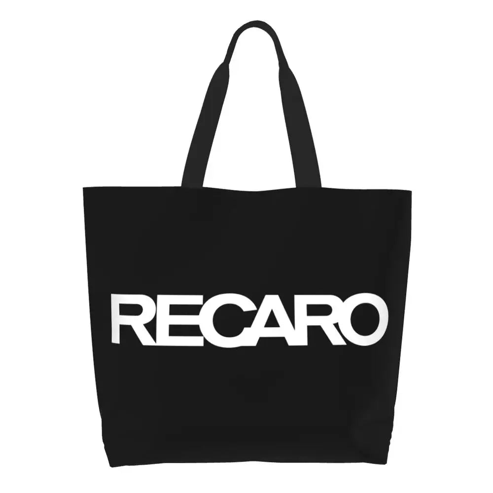 Custom Recaros Logo Shopping Canvas Bags Women Durable Big Capacity Groceries Shopper Tote Bags