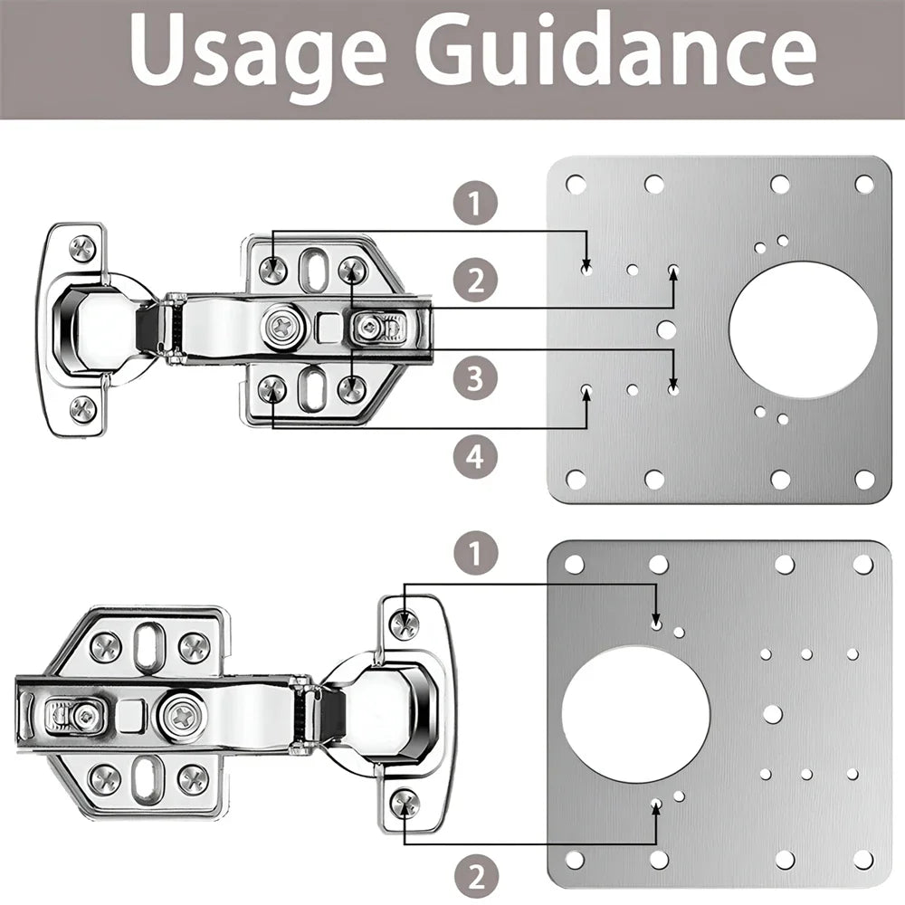 Cabinet Hinge Repair Plate Kit Kitchen Cupboard Door Hinge Mounting Plate with Holes Flat Fixing Brace Brackets House Hold Tools