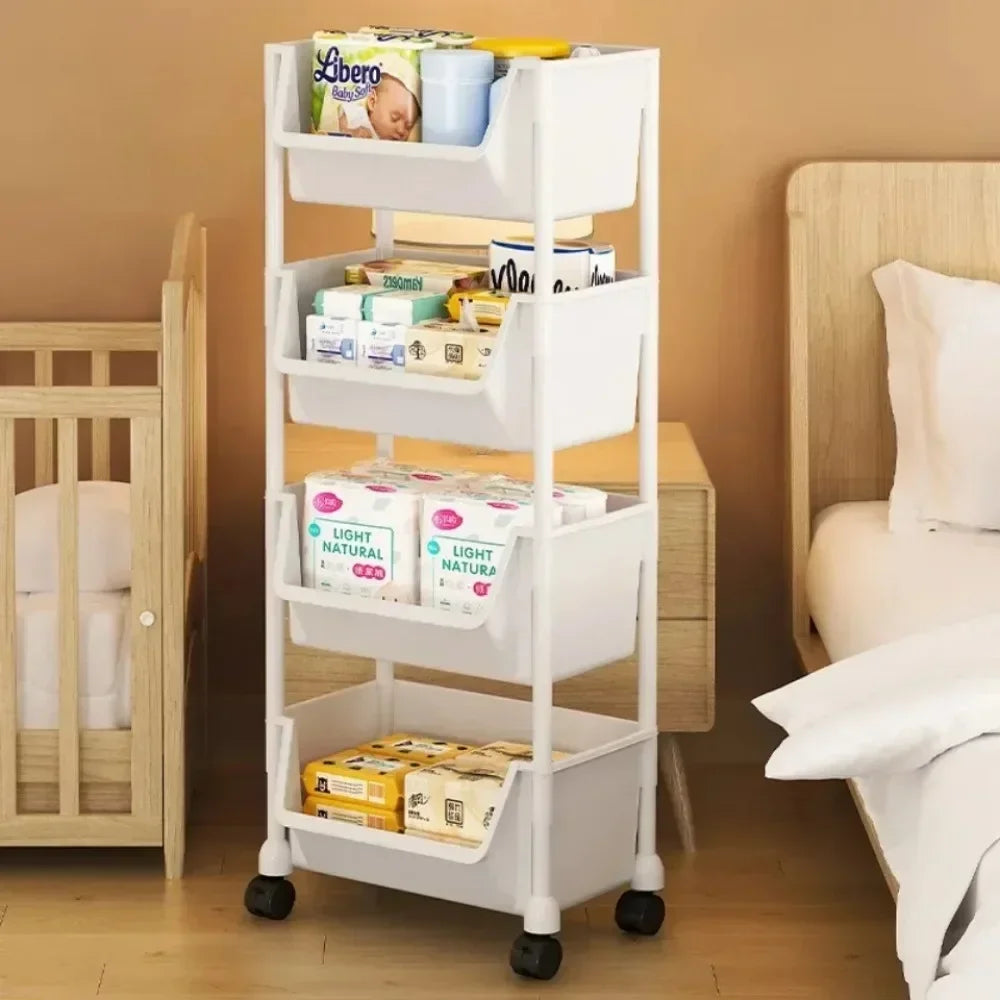 Mobile Bookshelf Multi-Layer Bathroom Shelves With Wheels Kitchen Groceries Organizer Shelf Bedroom Storage Rack Utility Cart