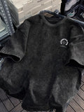 100% Cotton Washed Black T Shirt  Men's Summer Funny Pattern Print Comfortable Soft Breathable Suitable Daily Wear Layering
