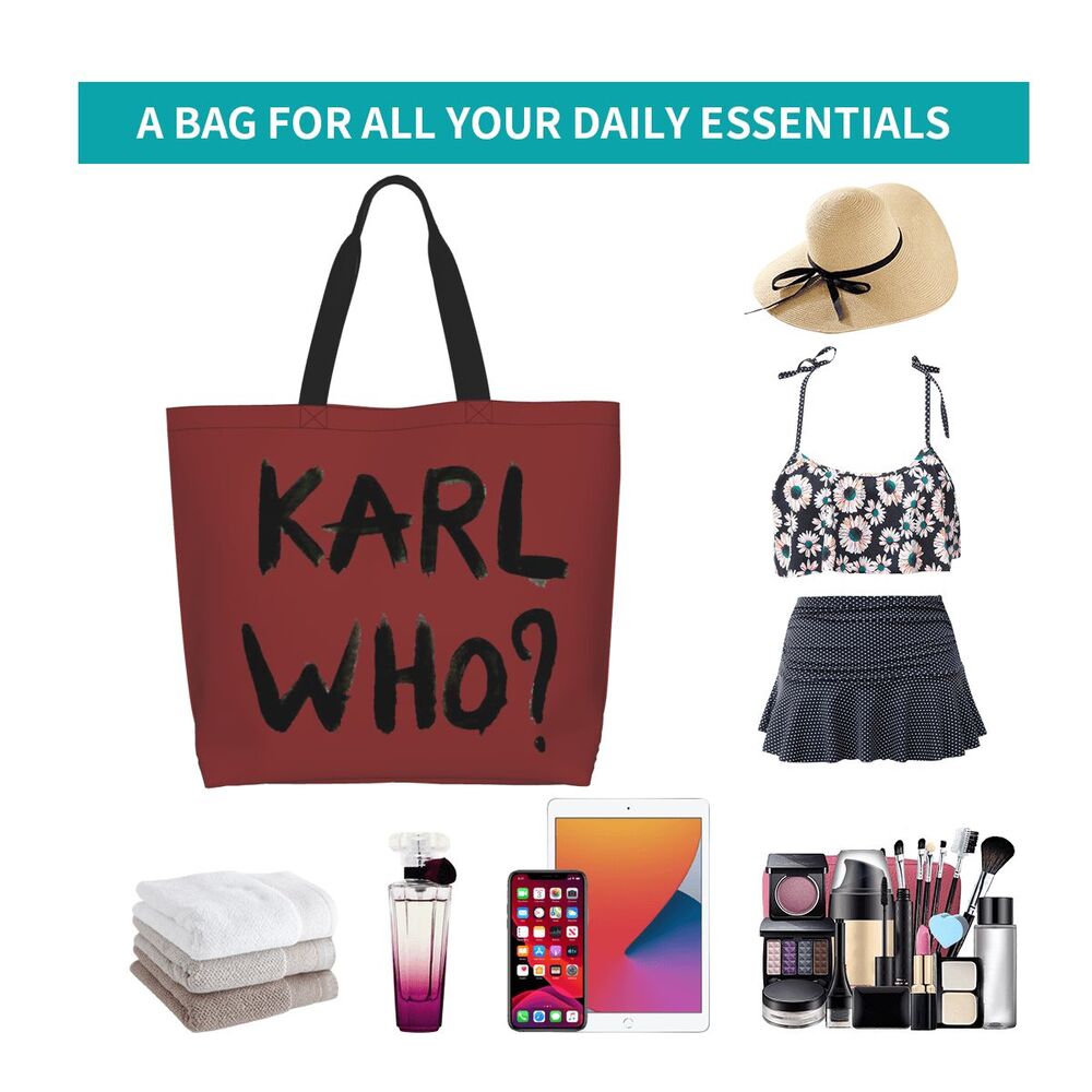 Custom Kawaii Karl Who Slogan Shopping Tote Bags Reusable Canvas Groceries Shopper Shoulder Bag