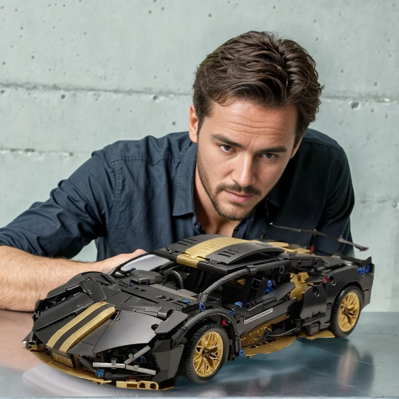 Over 1,000 pieces of mechanical-feeling supercar building models with movable rear spoilers and folding doors. A beloved gift fo