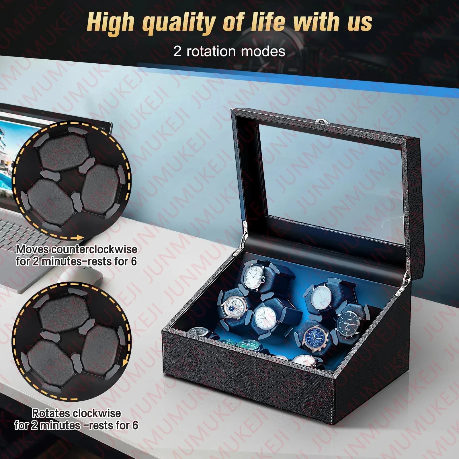 Watch Winders Box for Automatic Watches Box 6 watches Rotate Stand