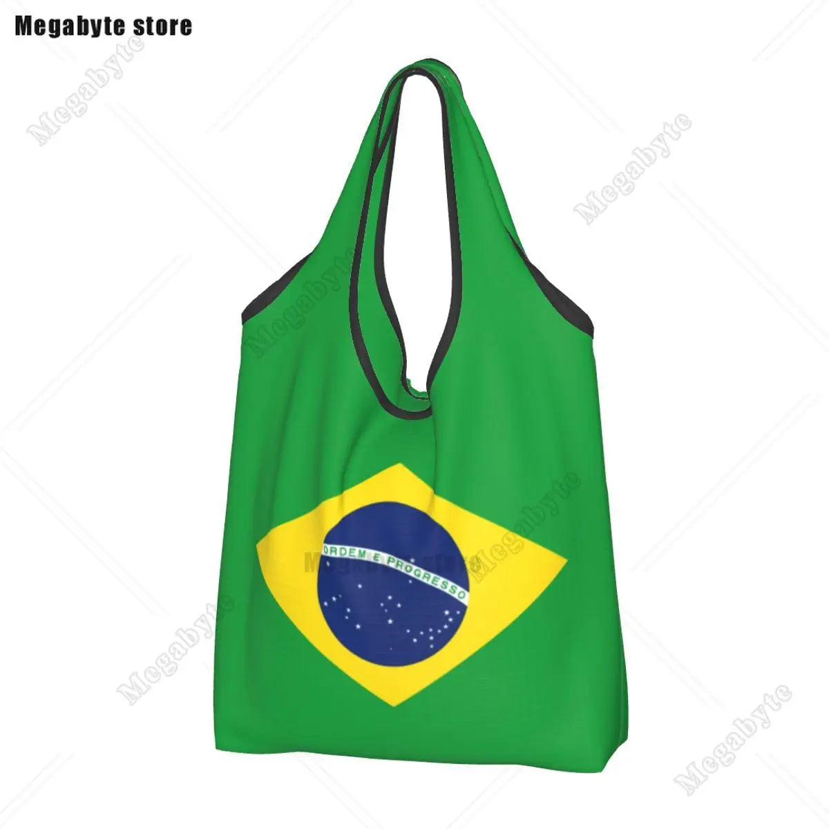 Brazil Flag Groceries Shopping Bag Cute Shopper Tote Shoulder Bag Big Capacity Portable Handbag