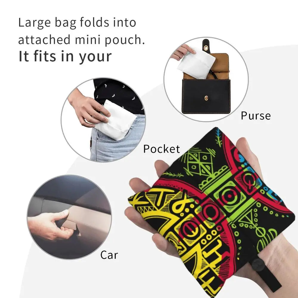 Custom Kabyle Jewelry Shopping Bags Women Portable Large Capacity Groceries Amazigh Carpet Berber Shopper Tote Bags