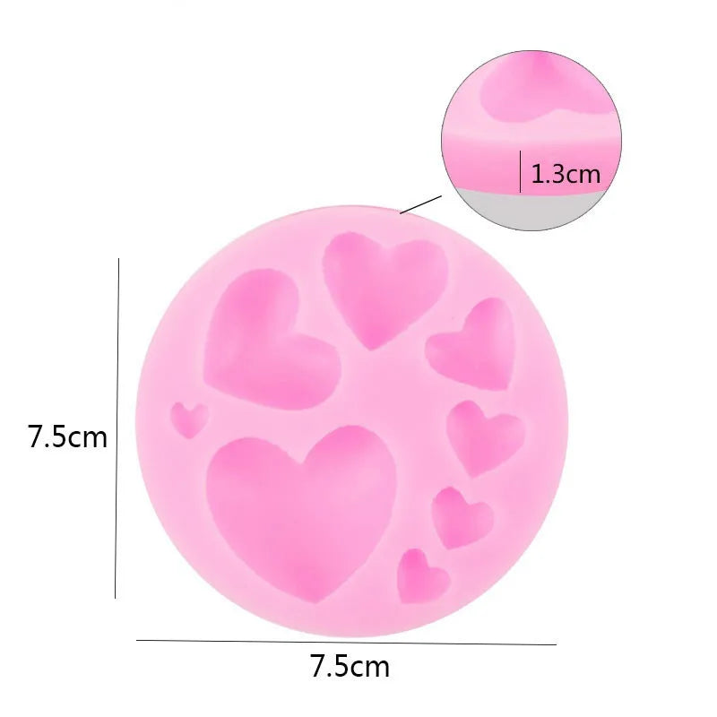 Loving Heart Shape Silicone Fondant Mold DIY Colorful Sweet Heart Chocolate Candy Paste Cake Decorating Tool Mold