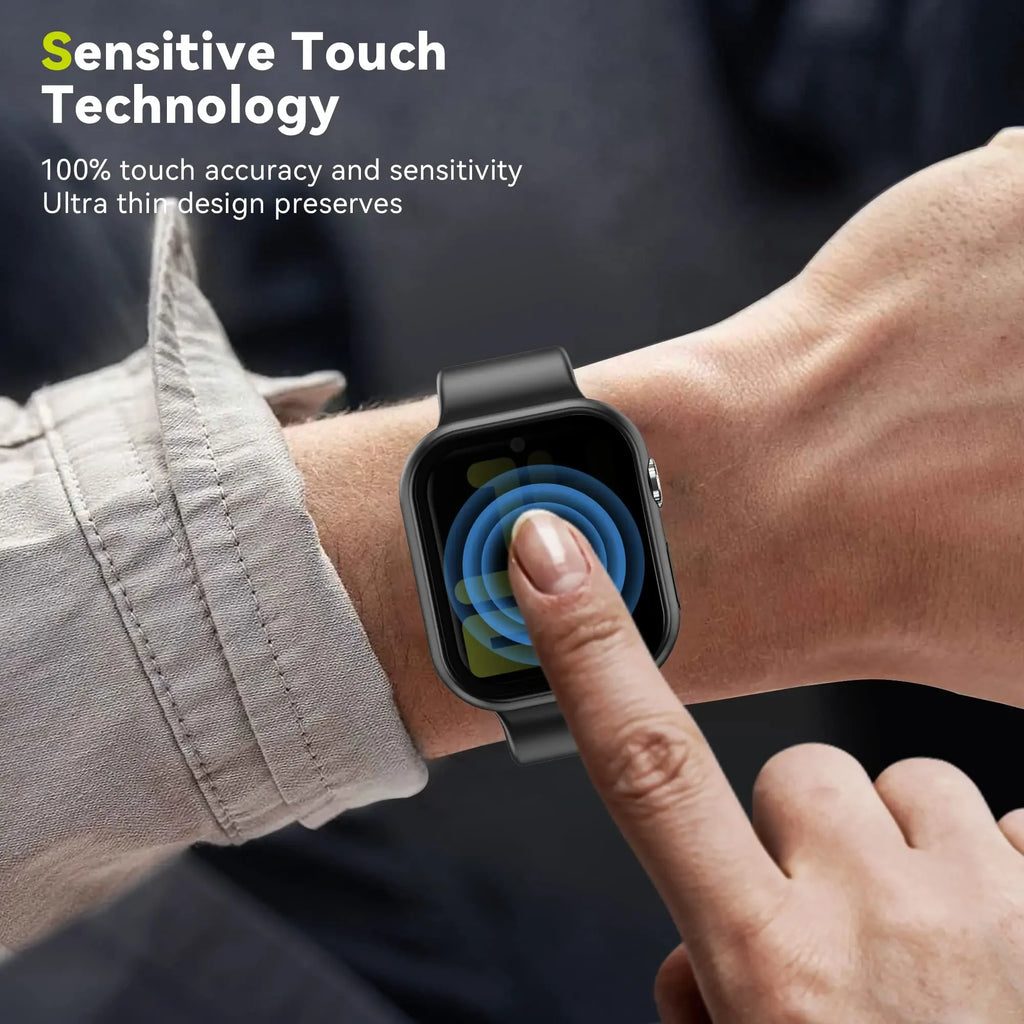 Anti-Peeping Screen Protector For Apple Watch 45mm 41mm 44mm 40mm Tempered Privacy Glass+Case For iWatch 8 7 6 5 4 SE 9 Cover