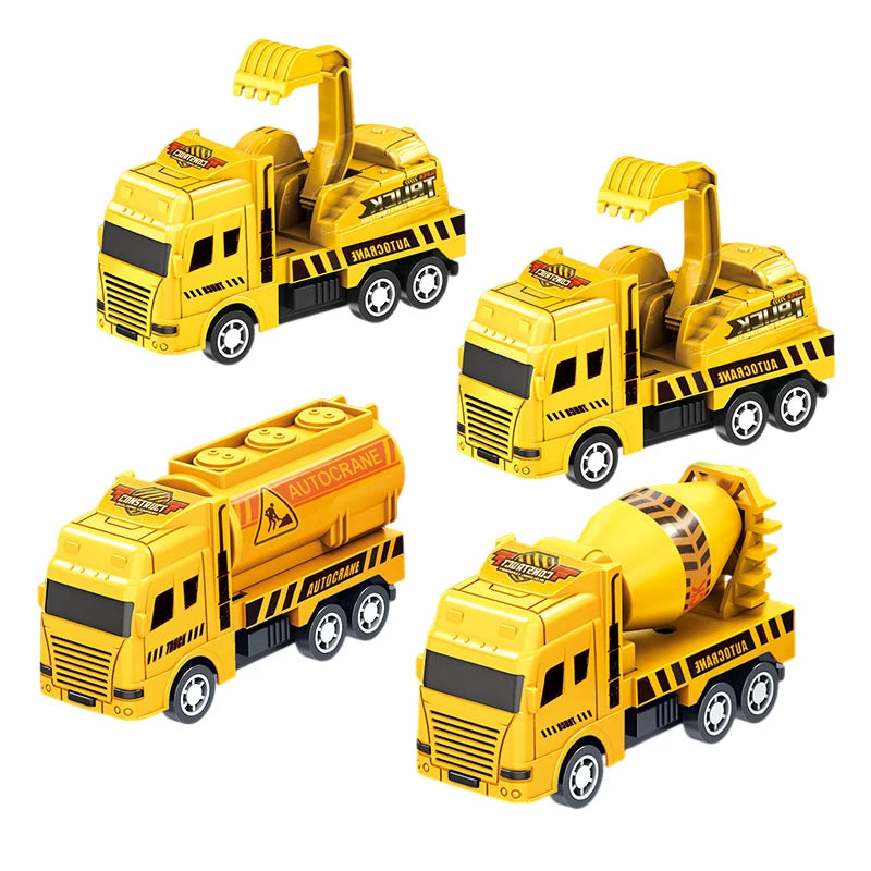 【S】1 Pc Educational Cars Children Kid Pull Back Toy Warrior Engineering Vehicle Model Four Mini Cars High Quality