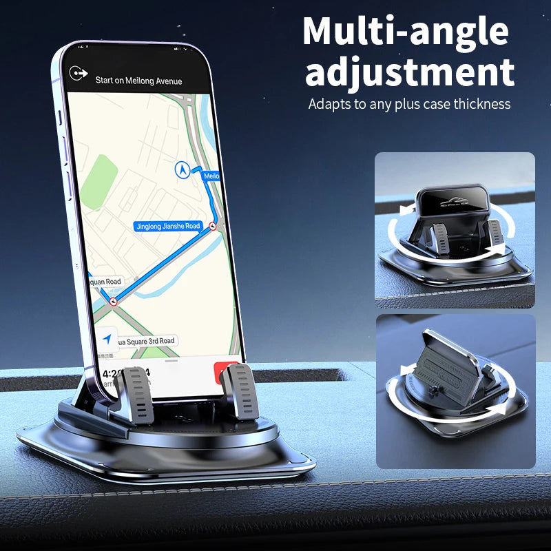Lcars Car Phone Holder, 360 ° Rotatable, Made of Abs Material, Silicone Non-Slip Double-Sided Adhesive Pad, Does Not Damage the Interior, Suitable for Dashboard Navigation, Can Be Used for Car Navigation, Office, Home, Mobil