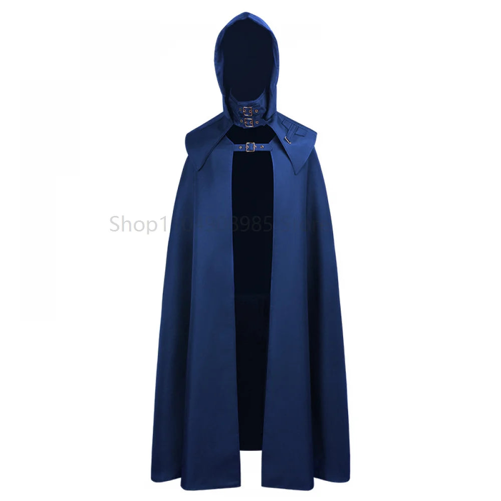 Medieval Cloak Men Women Hooded Cape Vintage Gothic Black Cloak Medieval Fantasy Viking Costume Halloween Cosplay Clothes