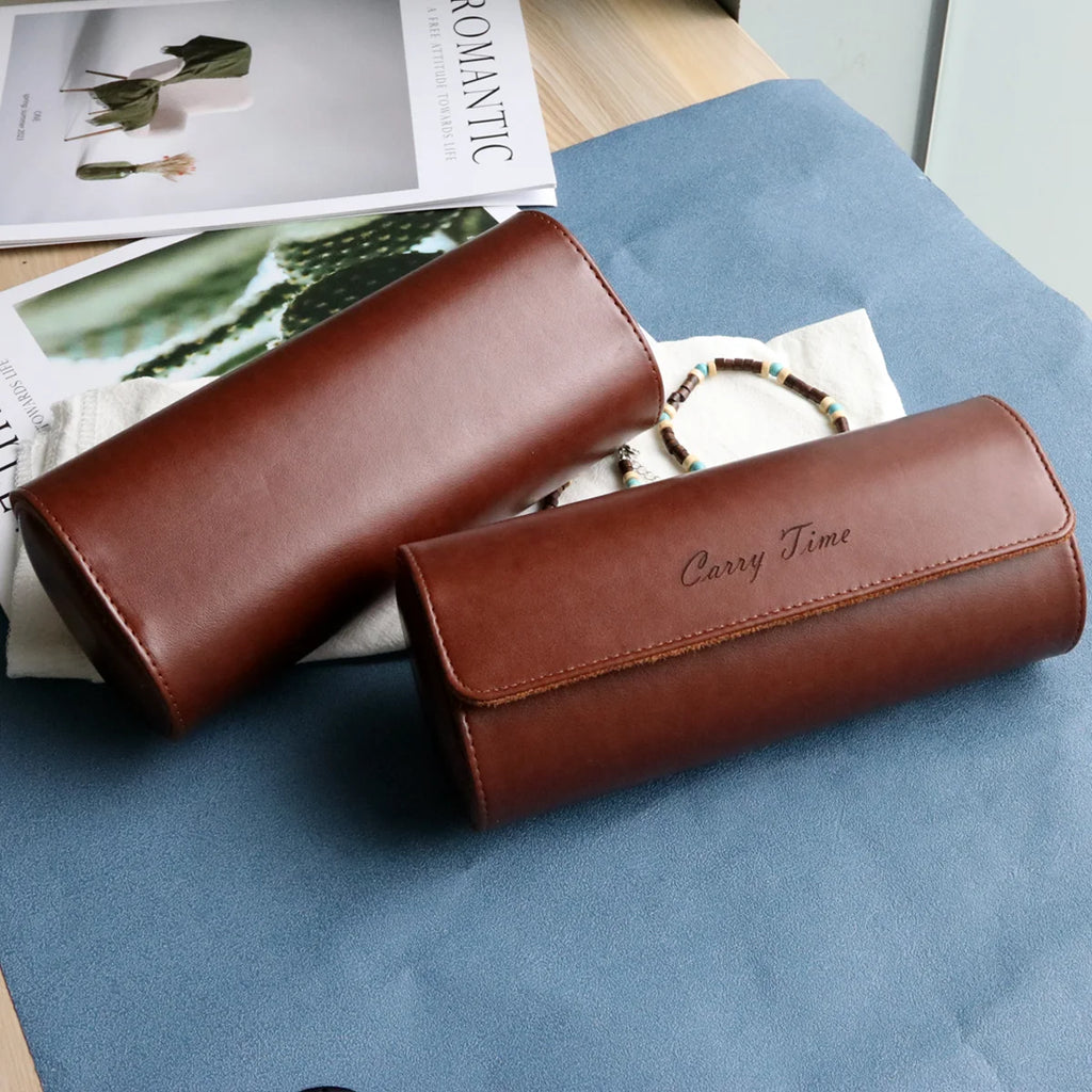 Custom Watch Roll Watch Travel Case Personalized Watch Case Leather Watch Box Engraved Travel Watch Box Men's Gfits for Women