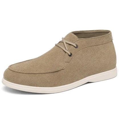 Men Suede Leather Loafers Slip-on Platform Driving Shoes Lightweight Casual Khaki Breathable Leisure Footwear Comfort Flexible