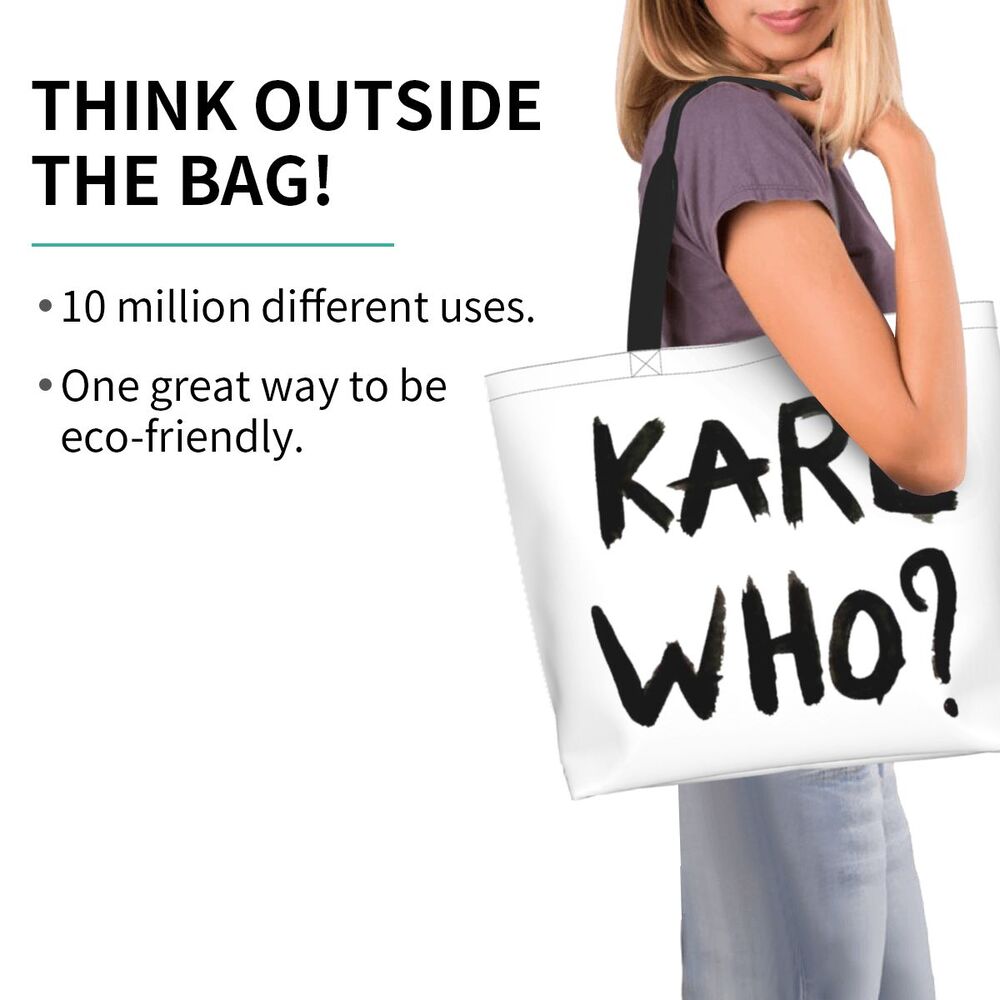 Custom Kawaii Karl Who Slogan Shopping Tote Bags Reusable Canvas Groceries Shopper Shoulder Bag