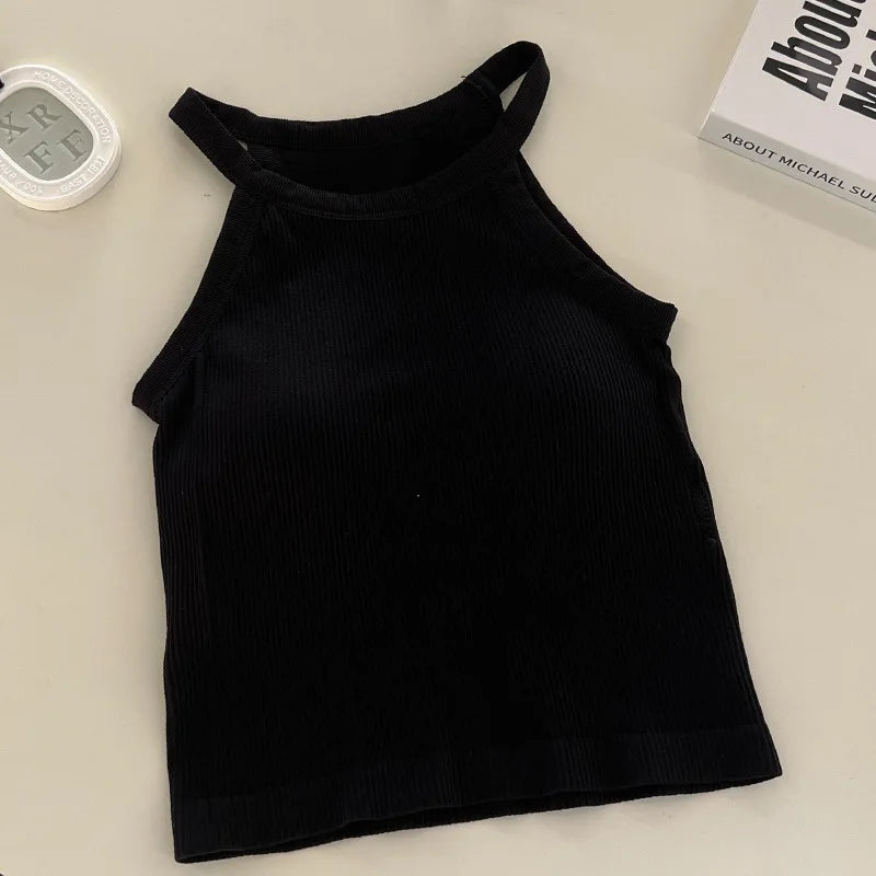 Pure Cotton Square Neck Vest for Women with Chest Pad Sling Bottoming Sexy Short Top Tank Top Women Wholesale 여성용 조끼