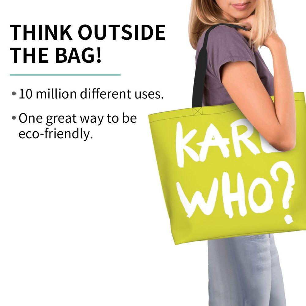 Custom Kawaii Karl Who Slogan Shopping Tote Bags Reusable Canvas Groceries Shopper Shoulder Bag