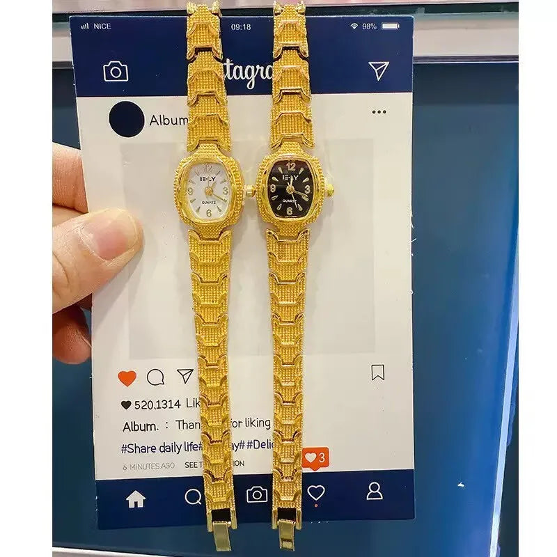 Women's wine barrel watch, fashionable small gold watch, personalized bracelet watch, quartz watch